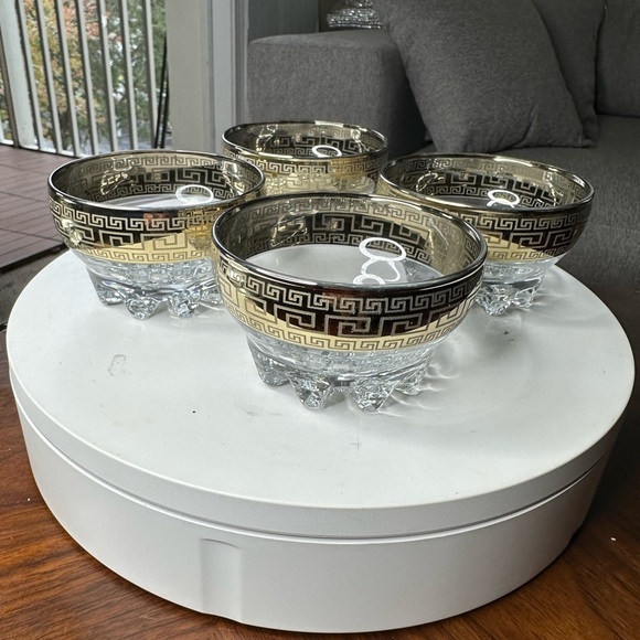 Greek Key Gold Set OF 4 Ice Cream Bowls - Picture 3 of 7